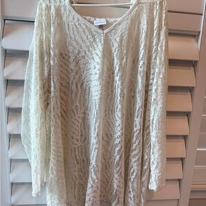 Wearabouts White Lace Swim Cover Up Tunic 3X Sheer Beach Resort